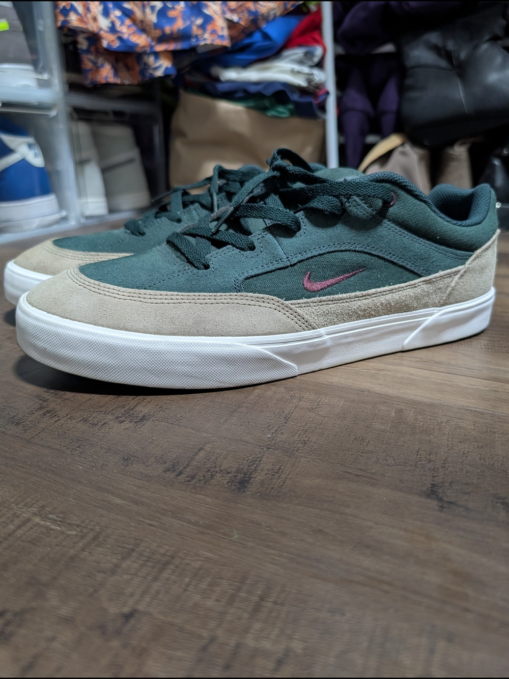 Nike SB Low-Top Skate Shoe in Forest Green & Beige